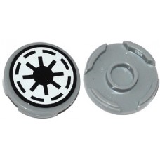 Part 14769pb014 Light Bluish Gray Tile, Round 2 x 2 with Bottom Stud Holder with SW Republic Pattern on White Background (Sticker) - Set 75039 